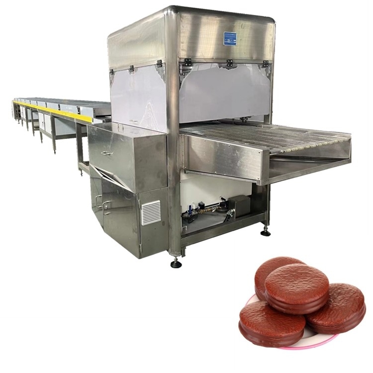 900 MM Belt Chocolate Coater Enrobing Line With Customized Voltage And Copeland Cooling Compressor