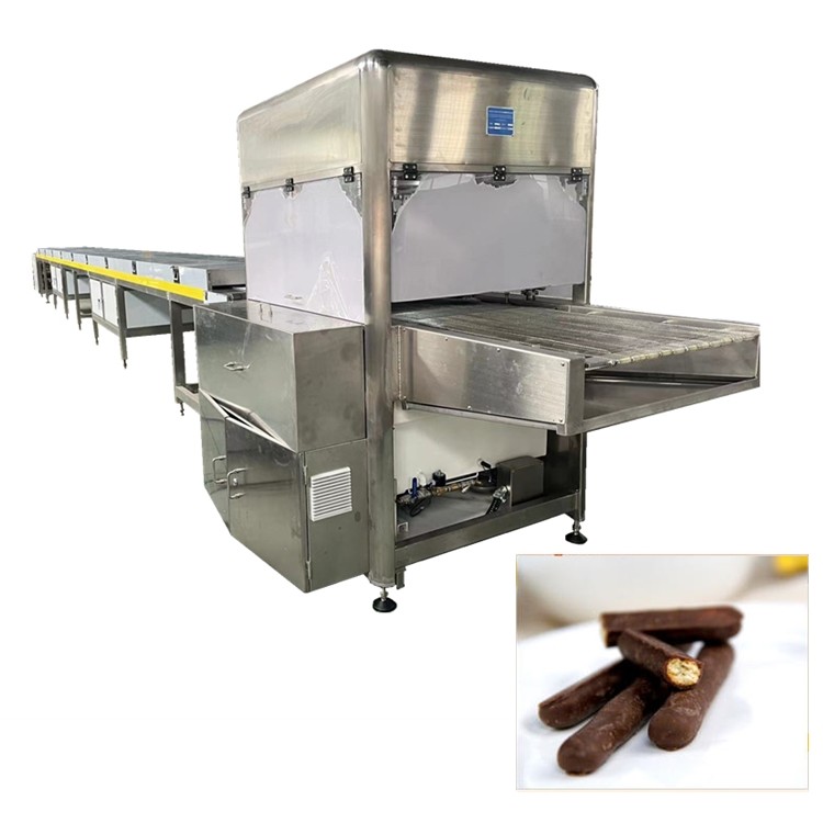 Automatic Chocolate Enrobing Machine With 304 Stainless Steel Build And 18M Cooling Tunnel For Bakery